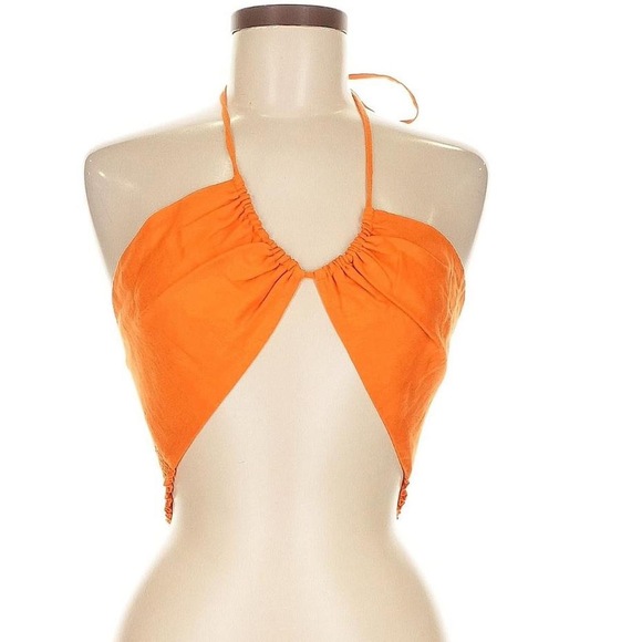 Reformation Tops - Orange Reformation halter Bralette crop top | natural fibers linen